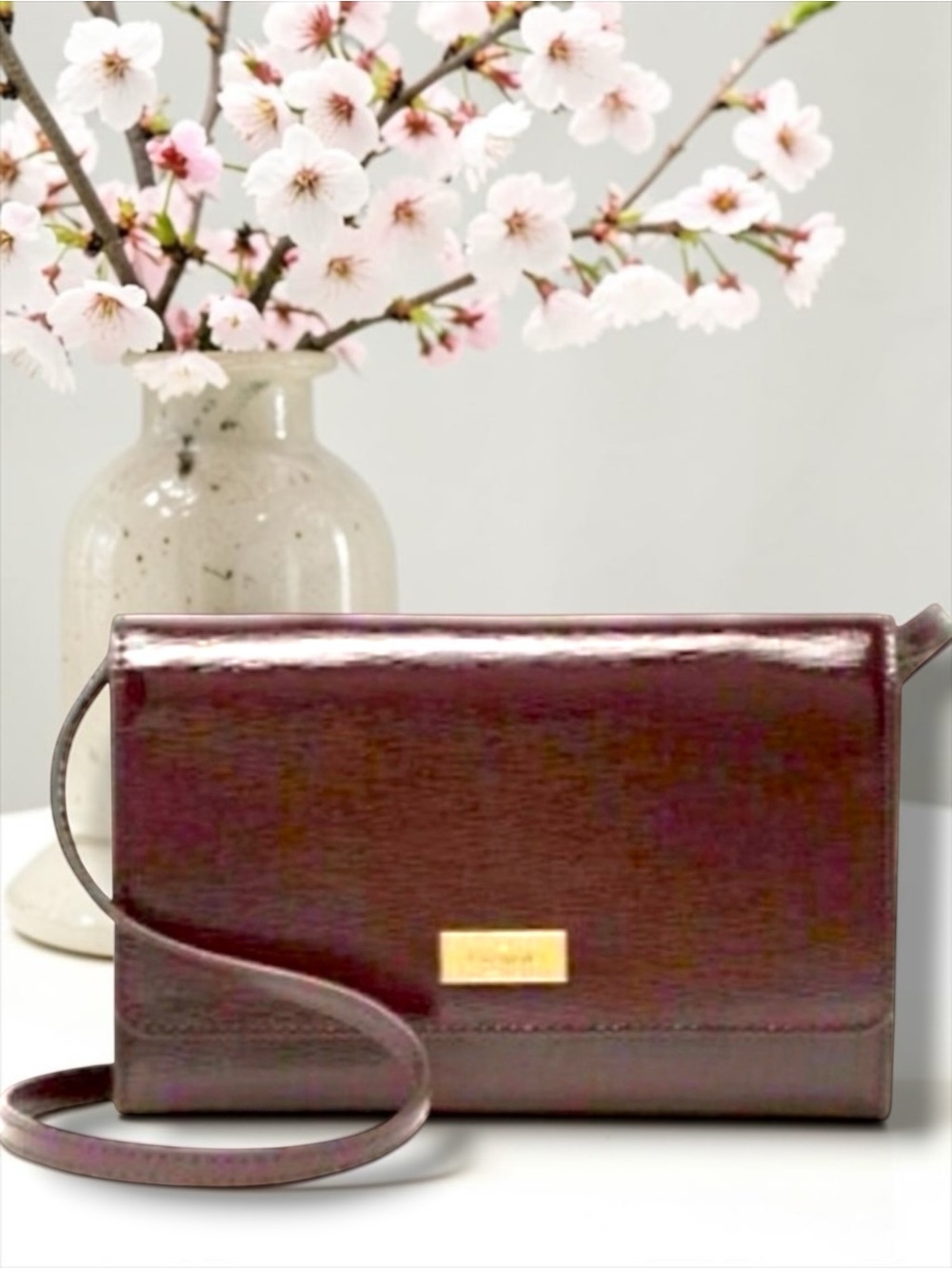 Kate Spade Bixby Place Chocolate Cherry Leather NWT crossbody bag - clutch